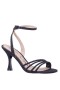 Women Nina Shoes Prom | Veruca Navy Glitter Net High-heel Strappy Sandals With Ankle-strap