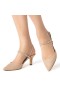 Women Nina Shoes Pumps | Billie Alamo Tan Suedette Elastic Slingback Pumps With Crystal Straps