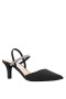 Women Nina Shoes Pumps | Billie Black Satin Elastic Slingback Pumps With Crystal Straps