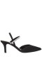 Women Nina Shoes Pumps | Billie Black Satin Elastic Slingback Pumps With Crystal Straps