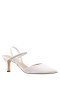 Women Nina Shoes Pumps | Billie Ivory Satin Slingback Pumps With Crystal Straps