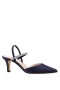 Women Nina Shoes Pumps | Billie Navy Satin Elastic Slingback Pumps With Crystal Straps