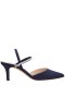 Women Nina Shoes Pumps | Billie Navy Satin Elastic Slingback Pumps With Crystal Straps