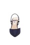 Women Nina Shoes Pumps | Billie Navy Satin Elastic Slingback Pumps With Crystal Straps