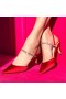 Women Nina Shoes Pumps | Billie Red Rouge Satin Slingback Pumps With Crystal Straps