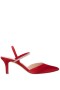 Women Nina Shoes Pumps | Billie Red Rouge Satin Slingback Pumps With Crystal Straps