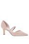 Women Nina Shoes Pumps | Brystol Alamo Tan Suedette With Crystal Band Mid-heel D'orsay Pumps