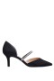 Women Nina Shoes Pumps | Brystol Black Textured Metallic With Crystal Band Mid-heel D'orsay Pumps