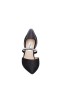 Women Nina Shoes Pumps | Brystol Black Textured Metallic With Crystal Band Mid-heel D'orsay Pumps