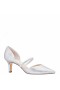 Women Nina Shoes Pumps | Brystol Silver Glitter Mesh With Crystal Band Mid-heel D'orsay Pumps