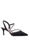 Women Nina Shoes Pumps | Nela Black Satin Sling Back Pumps With Asymetrical Rhinestone Bands
