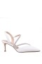 Women Nina Shoes Pumps | Nela Ivory Satin Sling Back Pumps With Asymmetrical Rhinestone Bands