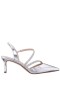 Women Nina Shoes Pumps | Nela Silver Metallic Glaze Sling Back Pumps With Asymmetrical Rhinestone Bands