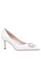 Women Nina Shoes Pumps | Neya Ivory Satin Mid-heel Pumps With Jeweled Buckle