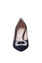 Women Nina Shoes Pumps | Neya Navy Textured Metallic Mid-heel Pumps With Jeweled Buckle