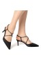 Women Nina Shoes Pumps | Nichele Black Satin With Crystal Twist Mid-heel Slingback Pumps