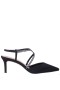 Women Nina Shoes Pumps | Nichele Black Satin With Crystal Twist Mid-heel Slingback Pumps