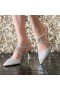 Women Nina Shoes Pumps | Nichele Silver Glitter Metallic With Crystal Twist Mid-heel Pumps