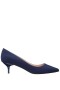 Women Nina Shoes Pumps | Nina50 Navy Satin Pointed-toe Kitten-heel Pumps