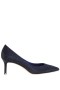 Women Nina Shoes Pumps | Nina60 Navy Metallic Textured Mid-heel Classic Pump