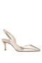 Women Nina Shoes Pumps | Nina60s Platino Metallic Glaze Mid-heel Slingback Pumps