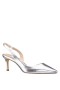 Women Nina Shoes Pumps | Nina60s Silver Metallic Glaze Mid-heel Slingback Pumps