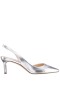 Women Nina Shoes Pumps | Nina60s Silver Metallic Glaze Mid-heel Slingback Pumps