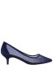 Women Nina Shoes Pumps | Sofie New Navy Mesh With Faceted Crystals Kitten-heel Pumps