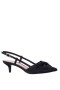 Women Nina Shoes Pumps | Stella Black Satin Slingback Pumps On A Kitten-heel With Knot Detail