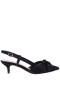 Women Nina Shoes Pumps | Stella Black Satin Slingback Pumps On A Kitten-heel With Knot Detail