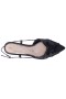 Women Nina Shoes Pumps | Stella Black Satin Slingback Pumps On A Kitten-heel With Knot Detail