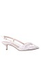 Women Nina Shoes Pumps | Stella Ivory Satin Slingback Pumps On A Kitten-heel With Knot Detail