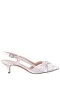 Women Nina Shoes Pumps | Stella Ivory Satin Slingback Pumps On A Kitten-heel With Knot Detail