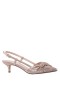 Women Nina Shoes Pumps | Stella Taupe Reflective Suedette Slingback Pumps On A Kitten-heel With Knot Detail
