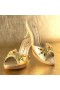 Women Nina Shoes Retro Shoes | Delight Gold Slip On Flat-shoe Platform Sandals