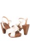 Women Nina Shoes Retro Shoes | Pop Antique White Ankle Strap High-heel Platform Sandals