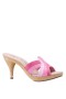 Women Nina Shoes Retro Shoes | Raina Barbie Pink Slide Sandal On A Wooden Bottom