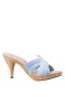 Women Nina Shoes Retro Shoes | Raina Sky Blue Slide Sandal On A Wooden Bottom