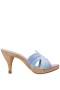 Women Nina Shoes Retro Shoes | Raina Sky Blue Slide Sandal On A Wooden Bottom