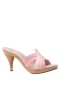 Women Nina Shoes Retro Shoes | Raina Soft Peach Slide Sandal On A Wooden Bottom