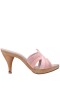 Women Nina Shoes Retro Shoes | Raina Soft Peach Slide Sandal On A Wooden Bottom