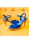Women Nina Shoes Retro Shoes | Rock Lapiz Blue Ankle Strap High-heel Platform Sandals
