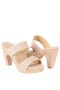 Women Nina Shoes Retro Shoes | Vegas Nude Slip On High-heel Platform Sandals