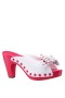 Women Nina Shoes Retro Shoes | Vyvian White Bow Slide On A Platform Bottom