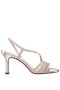 Women Nina Shoes Sandals | Abbi Soft Platino Textured Metallic With Crystals Mid-heel Slingback Sandals