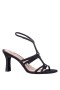 Women Nina Shoes Sandals | Abel Black Satin With Black Crystals & Elastic Ankle Loop Sandals