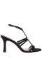 Women Nina Shoes Sandals | Abel Black Satin With Black Crystals & Elastic Ankle Loop Sandals
