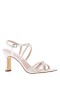 Women Nina Shoes Sandals | Anna Ivory Satin With Crystals Mid-heel Strappy Sandals