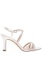 Women Nina Shoes Sandals | Anna Ivory Satin With Crystals Mid-heel Strappy Sandals