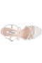 Women Nina Shoes Sandals | Anna Ivory Satin With Crystals Mid-heel Strappy Sandals